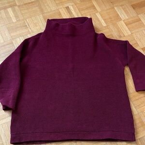 Free People Ribbed Mock Neck Sweater in Deep Burgundy